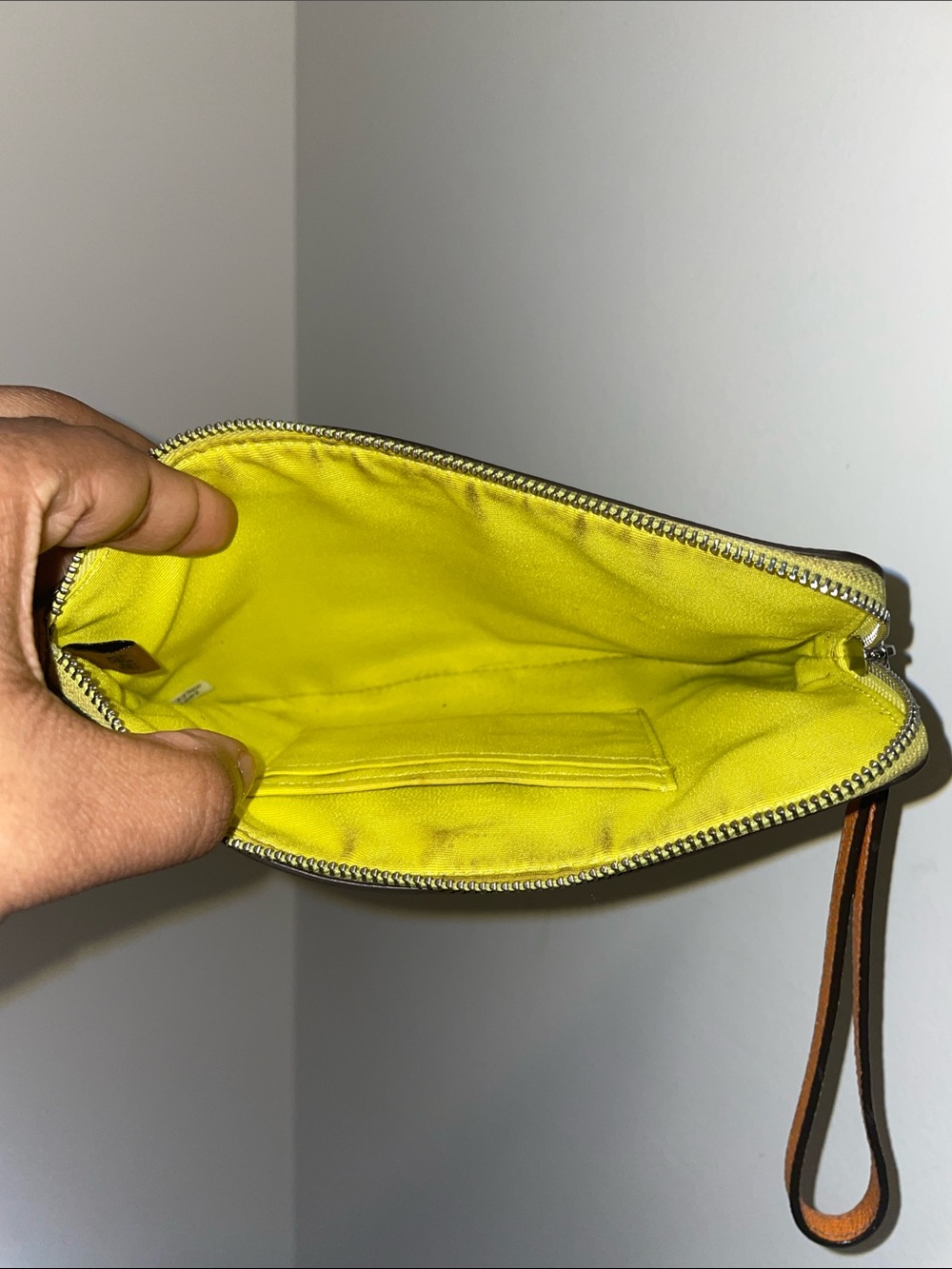 Coach Yellow Saffiano Leather Wristlet Pouch - Picture 8 of 11